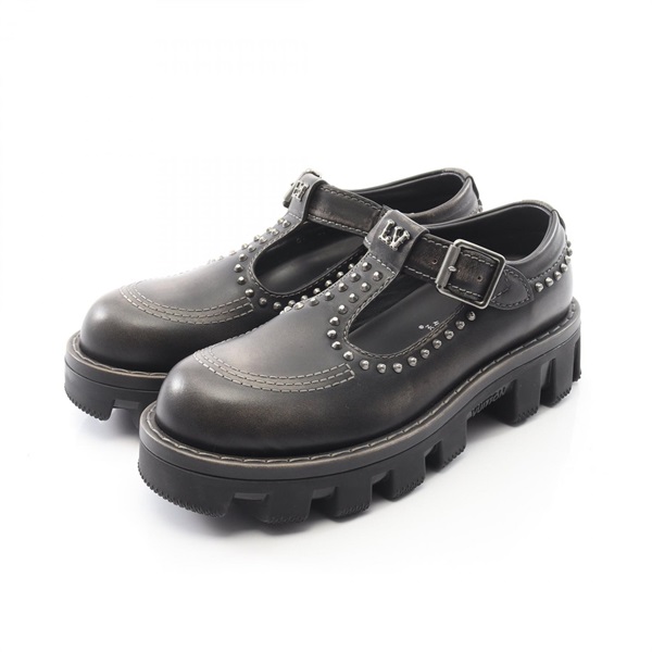 LOUIS VUITTON LV Checker Line Mary Janes Casual Shoes #9 leather Black Used mens