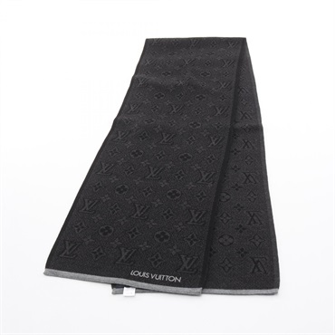 LOUIS VUITTON Echarpe My Monogram Eclipse Scarf M73468 wool Black Gray Used LV