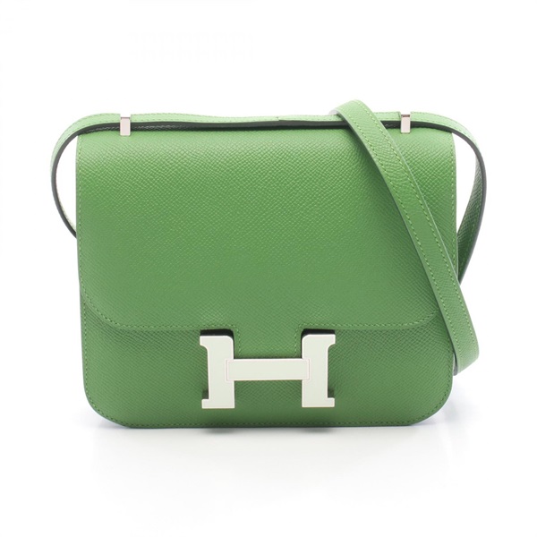 HERMES Constance 3 Mini Miroir Shoulder Bag W Epsom Vert Yucca Used SHW