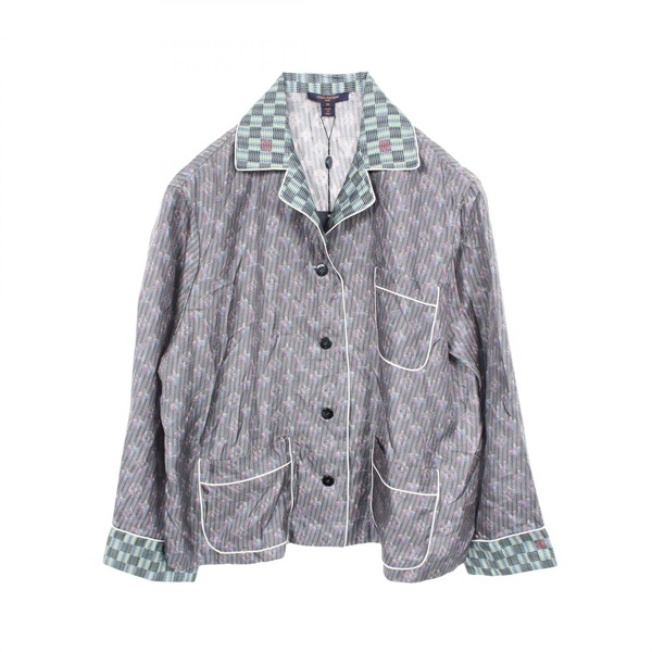 LOUIS VUITTON Monogram pajamas shirt #36 silk Black Multicolor Used Women