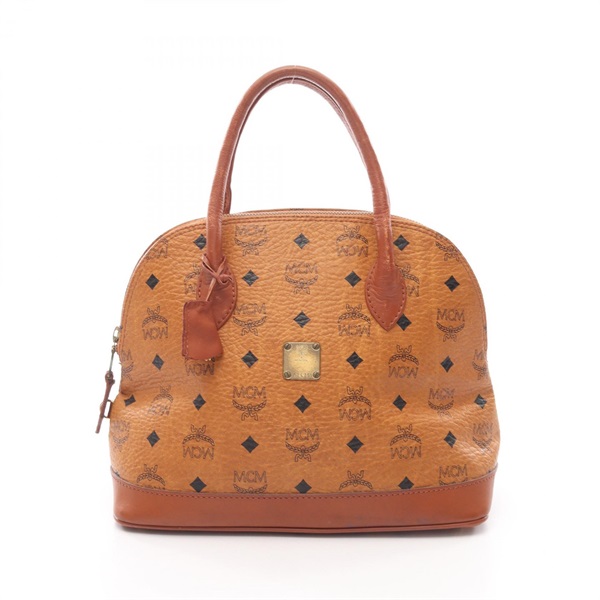 MCM Visetos Handbag leather Brown GHW Used Women