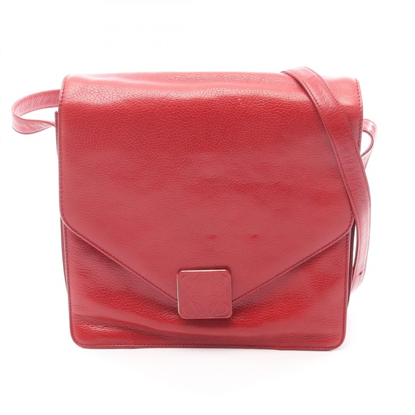 LOEWE Anagram Shoulder Bag leather Red Used Women