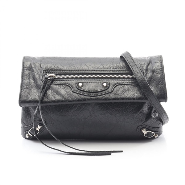 BALENCIAGA Classic envelope Shoulder crossbody Bag 431650 leather Black Used