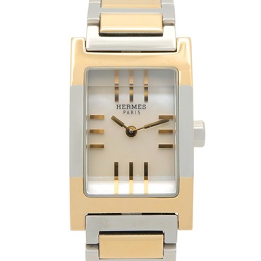 HERMES Tandem Wrist Watch TA1.220 Quartz Gold Plated Stainless Steel Used Women