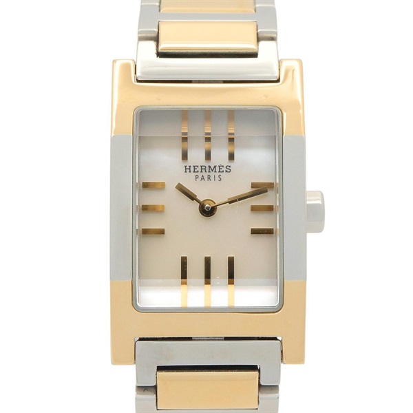 HERMES Tandem Wrist Watch TA1.220 Quartz Gold Plated Stainless Steel Used Women