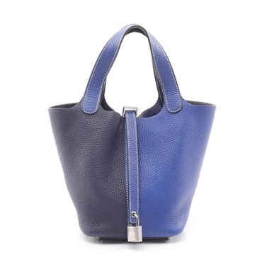 HERMES Picotin Lock Casaque PM tote Handbag Taurillon Clemence Blue electric SHW