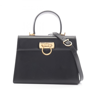 Salvatore Ferragamo Gancini Shoulder Handbag 21 2181 leather Black Used Women