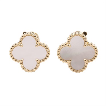 Van Cleef & Arpels Vintage Alhambra Mother of pearl Pierced earrings 18KYG Women