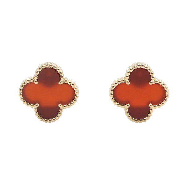 Van Cleef & Arpels Vintage Alhambra Carnelian Pierced earrings 18KYG Gold Women