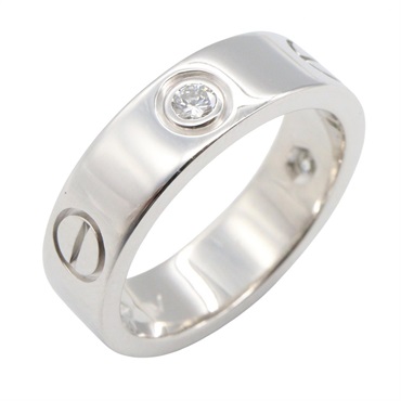 CARTIER Love ring 3P Diamond 18KWG White Gold Used women US size 6 #52