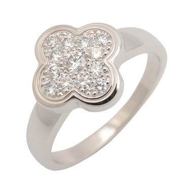 Van Cleef & Arpels Pure Alhambra Diamond Ring 18KWG White Gold Used Women