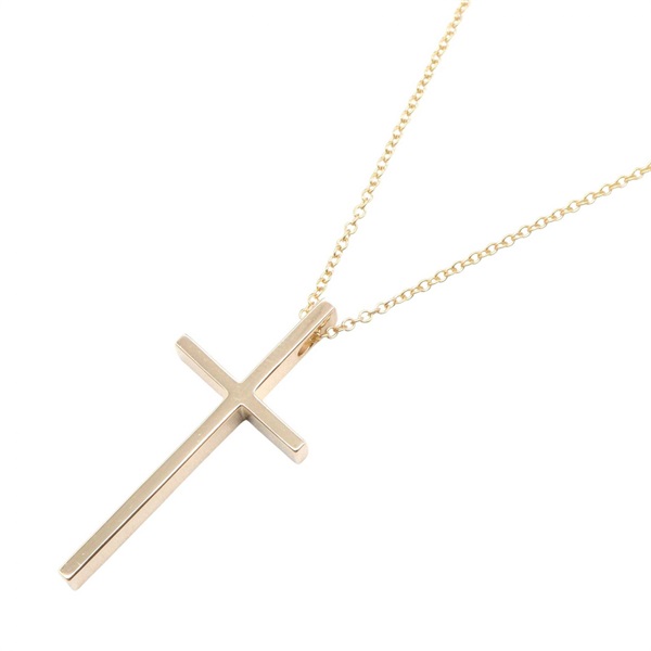 TIFFANY＆CO Cross Necklace Pendant 45.5cm 18KYG Yellow Gold Used Women