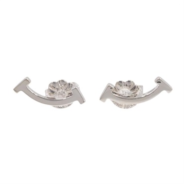 TIFFANY＆CO T Smile Mini Pierced Earrings 18KWG White Gold Used women
