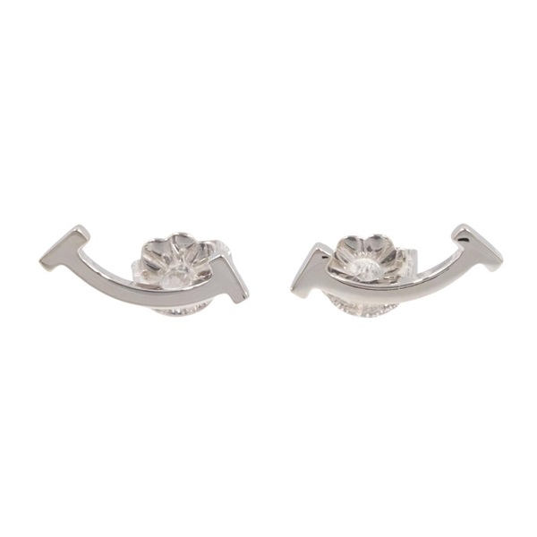 TIFFANY＆CO T Smile Mini Pierced Earrings 18KWG White Gold Used women