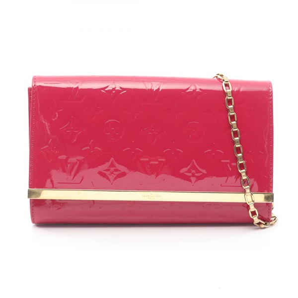 LOUIS VUITTON Clutch Ana Chain Shoulder Handbag M90092 Vernis leather Pink Used
