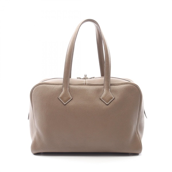 HERMES Victoria 35 Shoudler Handbag H050021CK Clemence leather Gray SHW Used X