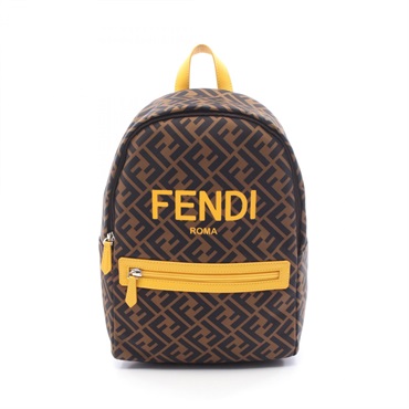 FENDI Zucca Rucksack Backpack 8BZ040 Nylon leather Brown Black Yellow Used unisex