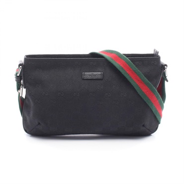 GUCCI Shelly line GG canvas Shoulder Crossbody Bag 189749 canvas leather BK Used