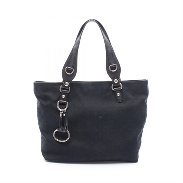 GUCCI Icon Bit Guccissima Tote Shoulder Handbag 229852 canvas Black Used Women