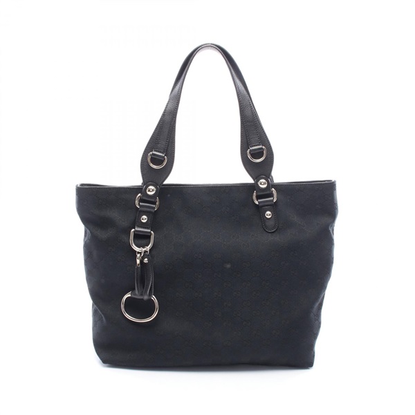 GUCCI Icon Bit Guccissima Tote Shoulder Handbag 229852 canvas Black Used Women