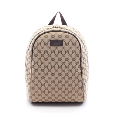 GUCCI GG canvas Rucksack Backpack 449906 canvas leather Beige Brown Used Women