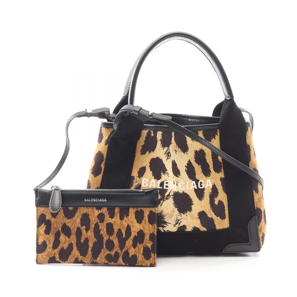 BALENCIAGA Navy Cabas XS Shoulder Crossbody Handbag 390346 canvas leather Used