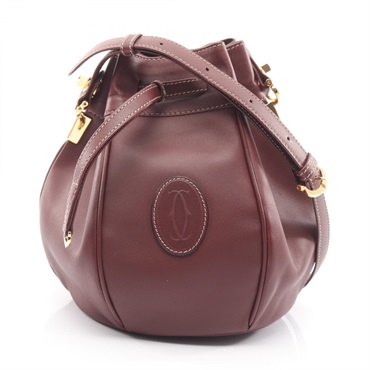 CARTIER Must Line Shoulder Crossbody Bag leather Bordeaux GHW Used Women