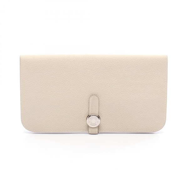 HERMES Dogon Long Bifold purse wallet Z Togo beton Used Women SHW