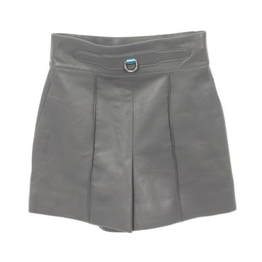 HERMES Short Pants Lambskin sheep leather Gray Used Women size 34