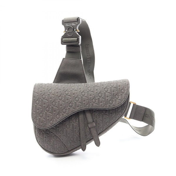 Dior TEARS Saddle Waist crossbody bag leather Gray Used mens