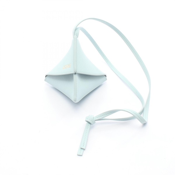 LOEWE Puzzlefold Bag charm holder leather Ice Blue Used Women