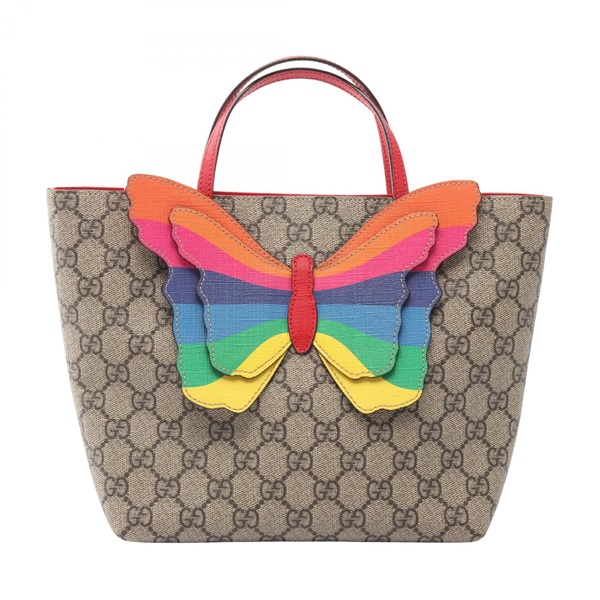 GUCCI CHILDRENS GG Supreme Tote hand Bag 550768 canvas leather Beige Multicolor