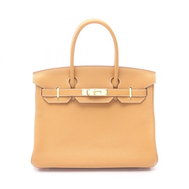 HERMES Birkin 30 Handbag R Taurillon Clemence Natural sable GHW Used Women