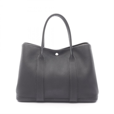 HERMES Garden party PM Tote Bag D Negonda leather Black Used Women SHW