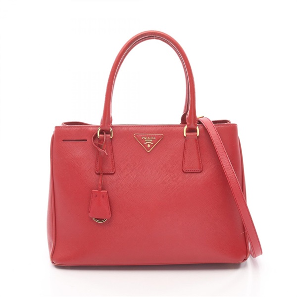 PRADA SAFFIANO Galleria Shoulder Crossbody Handbag leather Red Used Women