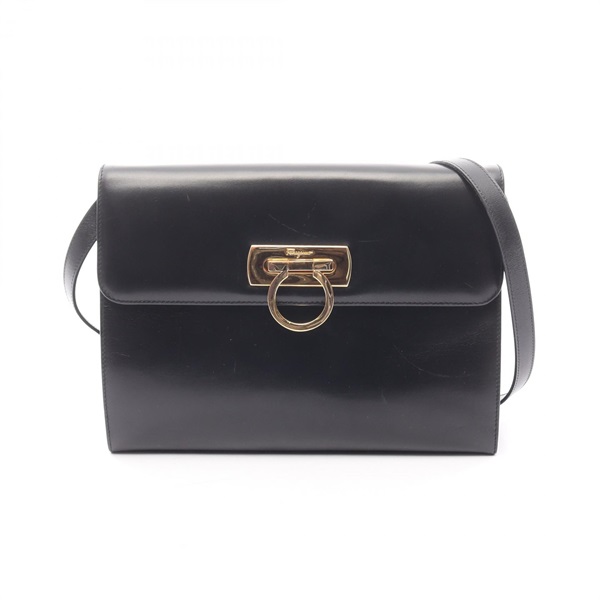 Salvatore Ferragamo Gancini Shoulder Crossbody Bag 21 5722 leather Black Used