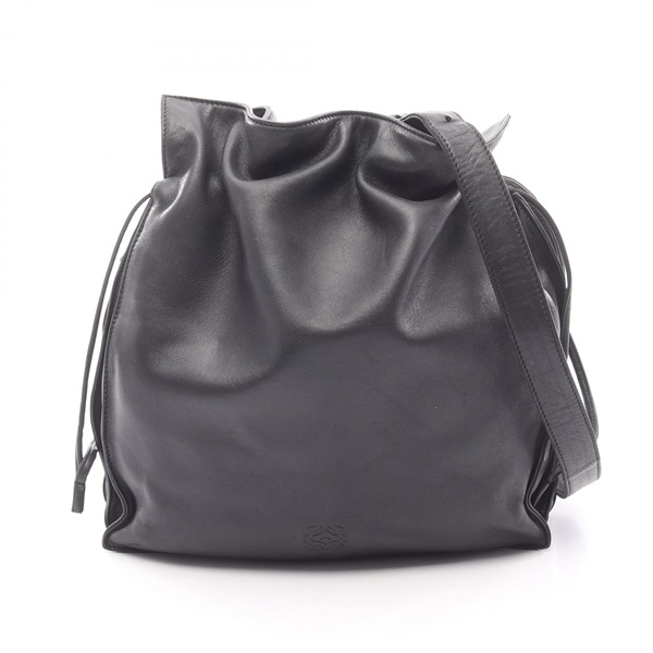 LOEWE flamenco Shoulder Bag leather Black Used Women