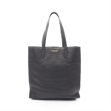 Miu Miu Tote Shoudler Bag leather Black Used Women