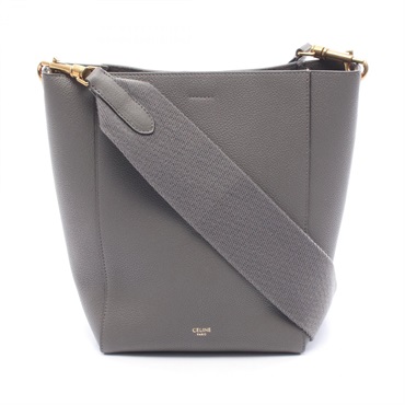 CELINE Sangle Bucket Small Shoulder Bag leather Gray Used Women