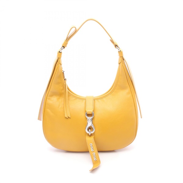 Miu Miu Hobo Shoulder Handbag leather Yellow Used Women