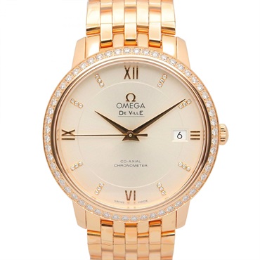OMEGA De Ville Prestige Diamond Bezel Index Wrist Watch Auto 18KRG Gold Women