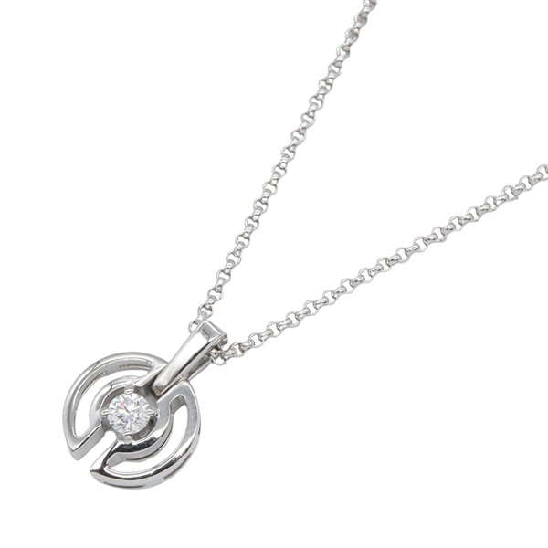BVLGARI Parentesi 1PD Diamond Necklace Pendant 18KWG White Gold Used Women