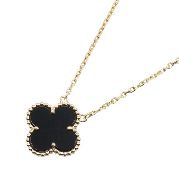 Van Cleef & Arpels Vintage Alhambra Onyx Necklace 18KYG Yellow Gold Used women