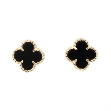 Van Cleef & Arpels Sweet Alhambra Onyx Pierced earrings 18KYG Gold Used Women