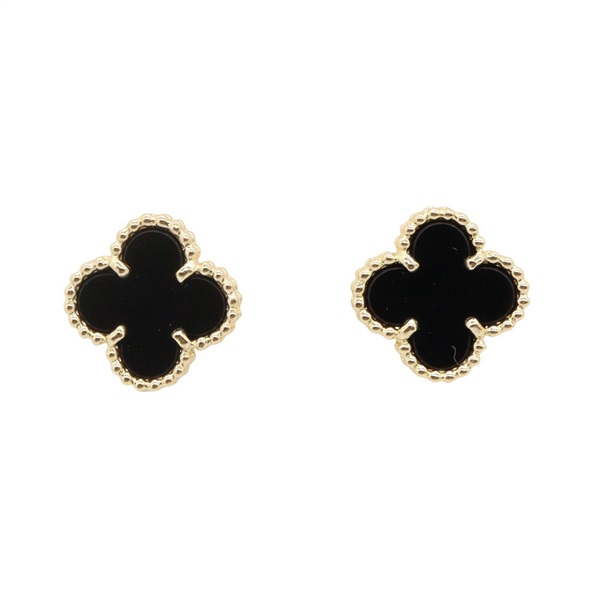 Van Cleef & Arpels Sweet Alhambra Onyx Pierced earrings 18KYG Gold Used Women