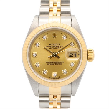 ROLEX Datejust 10P Diamond A Wrist Watch 79173G Automatic 18KYG SS Used mens