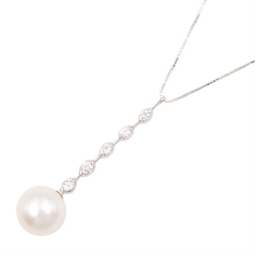JEWELRY Pearl Diamond Necklace 18KWG White Gold Used women