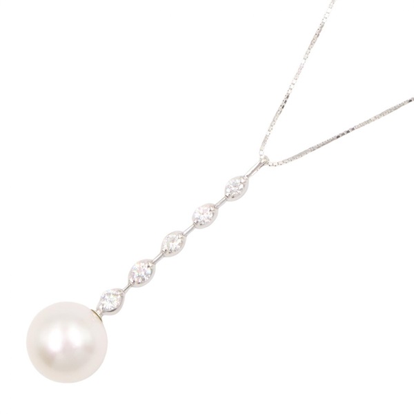 JEWELRY Pearl Diamond Necklace 18KWG White Gold Used women