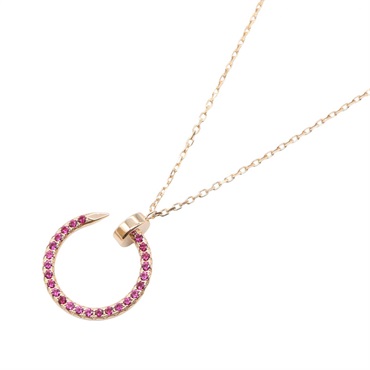 CARTIER Juste un Clou Ruby Necklace Pendant 18KRG Pink Rose Gold Used Women