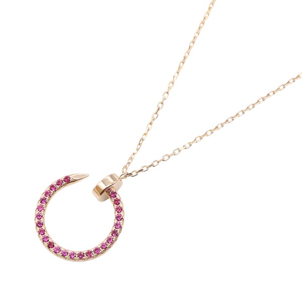 CARTIER Juste un Clou Ruby Necklace Pendant 18KRG Pink Rose Gold Used Women